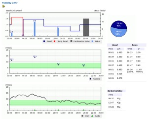 diasend download of my cgm, insulin and odd bg meter readings